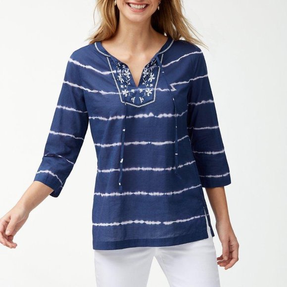 Tommy Bahama Tops - Tommy Bahama NEW Tunic Embroidered Top Shirt Women's M